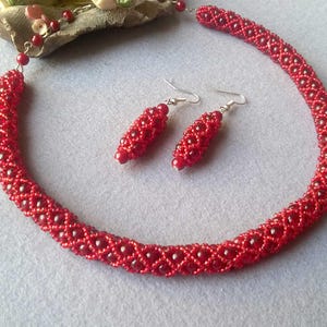 Red Seed Bead Choker Necklace For Women | Handmade Bohemian Necklace | Anniversary Gift