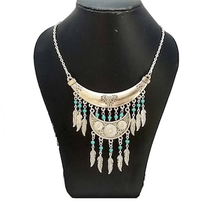 Boho Pendant Statement Bib Necklace for Women
