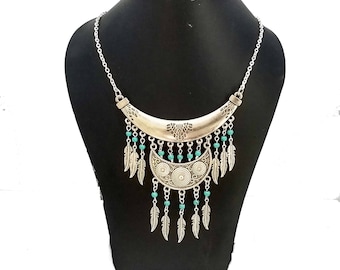 Boho Pendant Statement Bib Necklace for Women