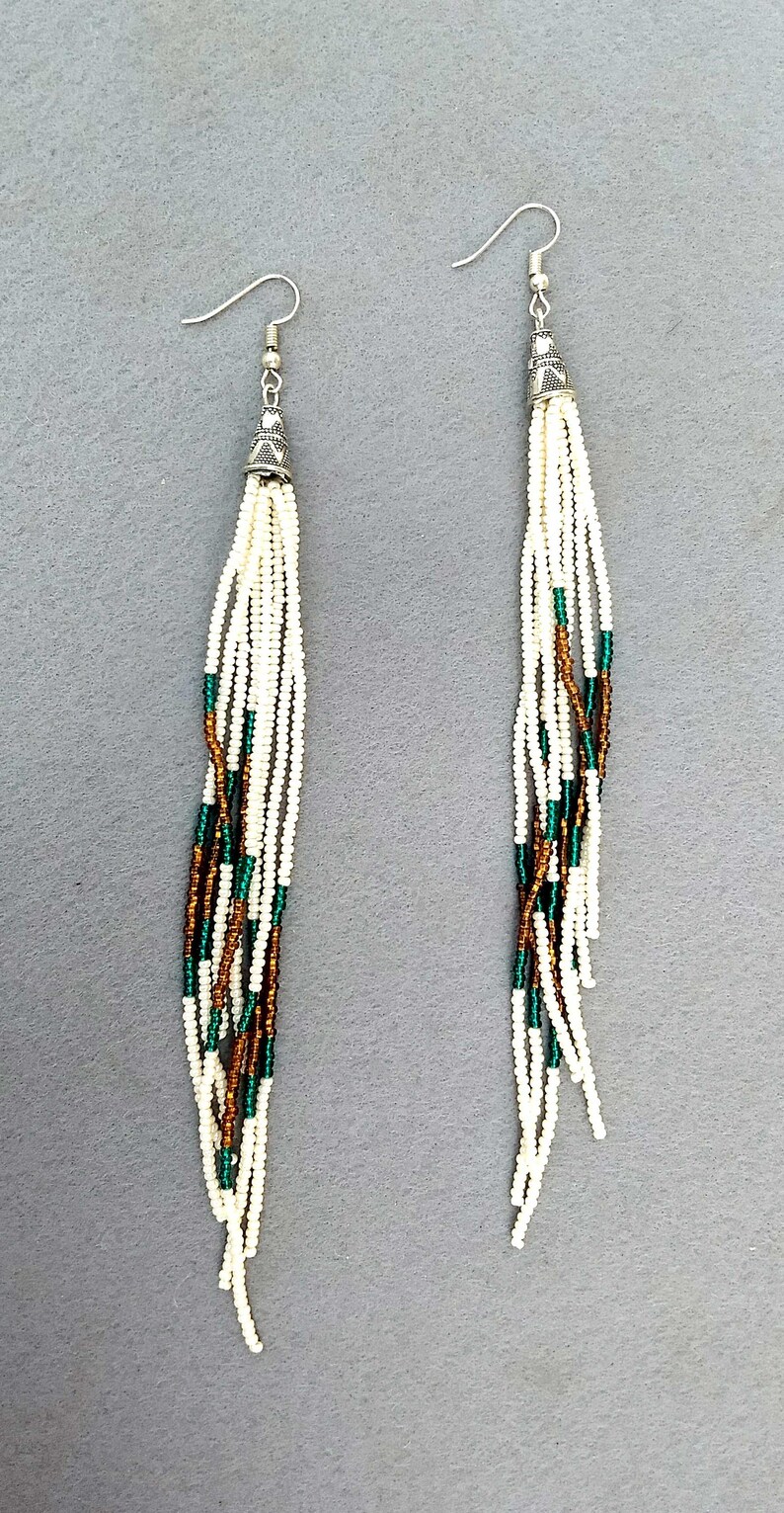 Very Long Tassel Seed Bead Earrings for Women, Shoulder Dusters