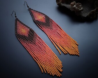 Extra lange Fringe Ombre Seed Bead oorbellen voor dames