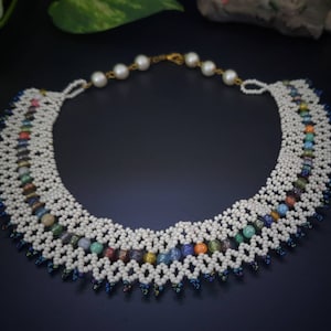 Seed Bead Collar Choker Woven Necklace For Women