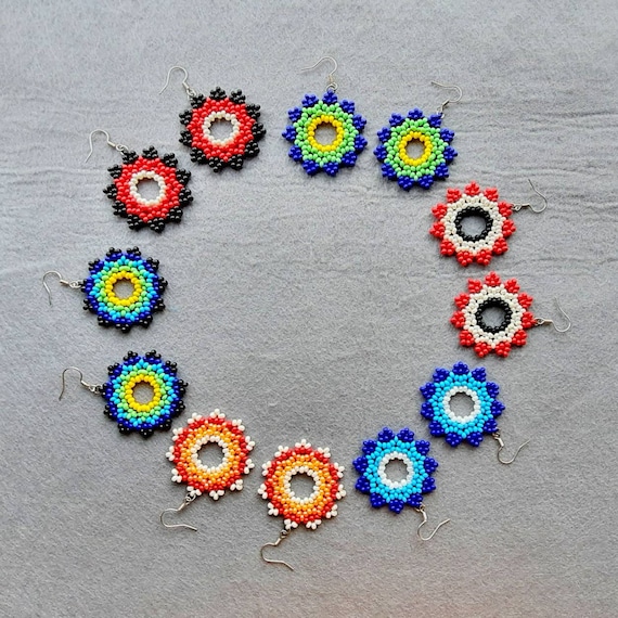 Set of 6 Colorful Seed Bead Earrings for Women | Bohemian