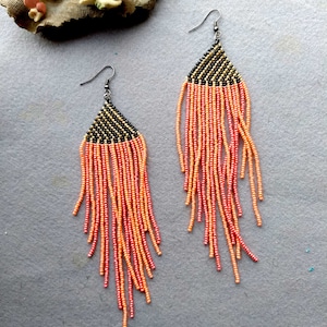 Long Fringe Seed Bead Earrings For Women