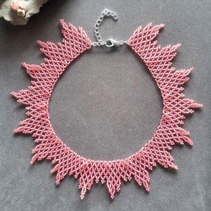 Pink Seed Bead Necklace Collar Necklace For Women - Handmade Bohemian Choker Necklace - Gift For Her