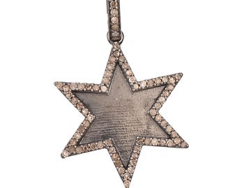 Diamond Star Pendants, 925 Sterling Silver, Pave Diamond Pendants, Handmade Jewelry, Gift For Her, Northstar Pendants, Charm Pendants Gifts.