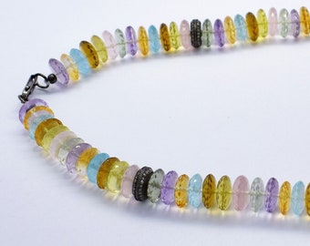 Colourful  Beads Necklace, Minimalist Adjustable, Natural Stone Beads, Dainty Necklace, Tibetan Necklace, Summer Birthday, Black Friday sale