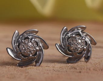 Boucles D'oreilles Clous - Minuscule Diamant ^ Sur Argent Plaqué - Magicbax - Neuf Avec étiquettes