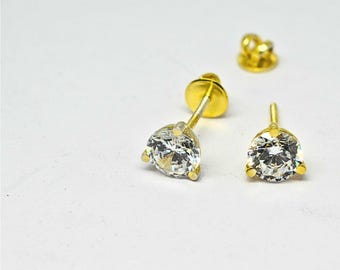 Moissanite Stud Earrings in 925 Silver, Handmade Screw Back Earrings For Gifts
