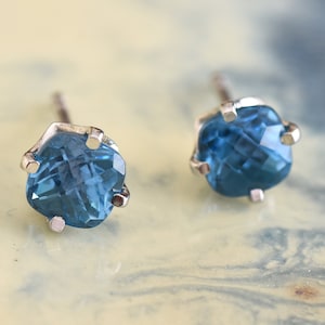 Blue Topaz Earrings, Handmade Blue Topaz Stud Earrings, Topaz Jewelry, Dainty Earrings, 925 Sterling Silver, Gemstone Jewelry, Gift For Her.