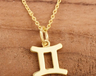 Silver Gemini Necklace for Women • Gemini Zodiac Necklace • 925 Solid Silver Astrology Pendant • Zodiac Sign Gift • Christmas Gift for Her