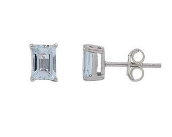 Aquamarine Stud Earrings - Silver Stud Earrings - Aquamarine Studs - March Birthstone Earrings - Birthstone Jewelry - Gemstone Stud Earrings