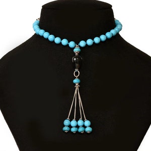Natural Arizona Turquoise Necklace, Genuine Turquoise Beaded Necklace, 925 Silver Turquoise Beads Necklace, Gemstone Necklace For Her.