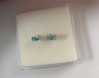 Marquise Blue Topaz Stud Earrings, Birthstone Earrings, Earrings,Valentines Gift for Her,Stud Earrings Silver