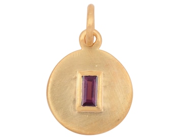 Ciondoli in granato rodolite, argento sterling 925, ciondolo in rodolite, ciondolo a disco rotondo, ciondolo con ciondolo, gioielli fatti a mano, regalo raffinato per donna.