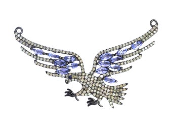 Solid 925 Silver  Bird Eagle Pendant, Tanzanite Tourmaline Bird Pendant Necklace, Gemstone Eagle Pendant, Silver Animal Gift Jewelry