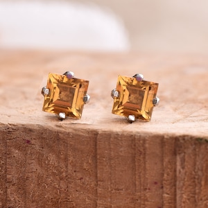 Yellow Citrine Earrings, 925 Sterling Silver Earrings, November Birthstone, Citrine Jewelry, Dainty Earrings, Citrine Gift Earrings For Her