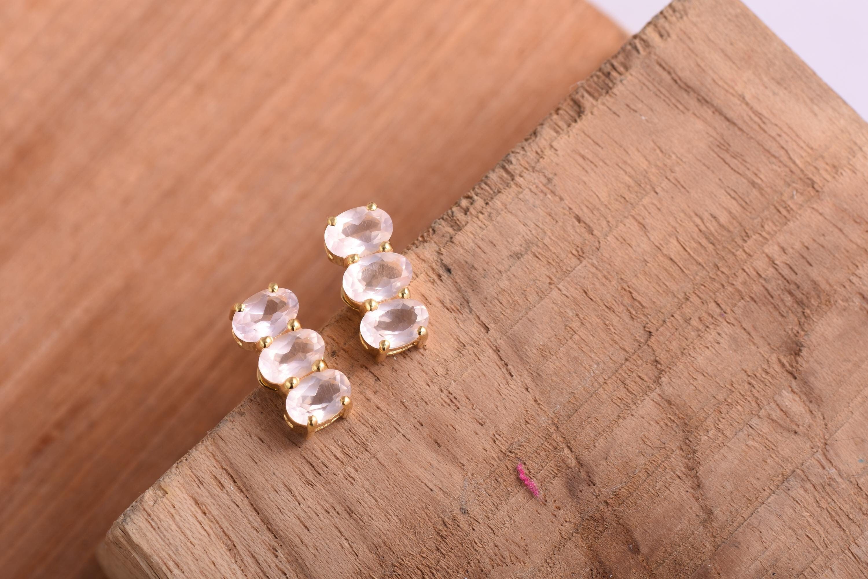 5-Piece Rose Quartz Earring Lot – 925 Sterling Silver Overlay, Drop/Dangle Style – WHE-9, Made In India