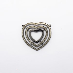 Diamond Heart Pendant Necklace •Diamond Pave Heart Pendants • Silver Heart Pendant Necklace • Necklace Gift Her, Valentine Love Necklace