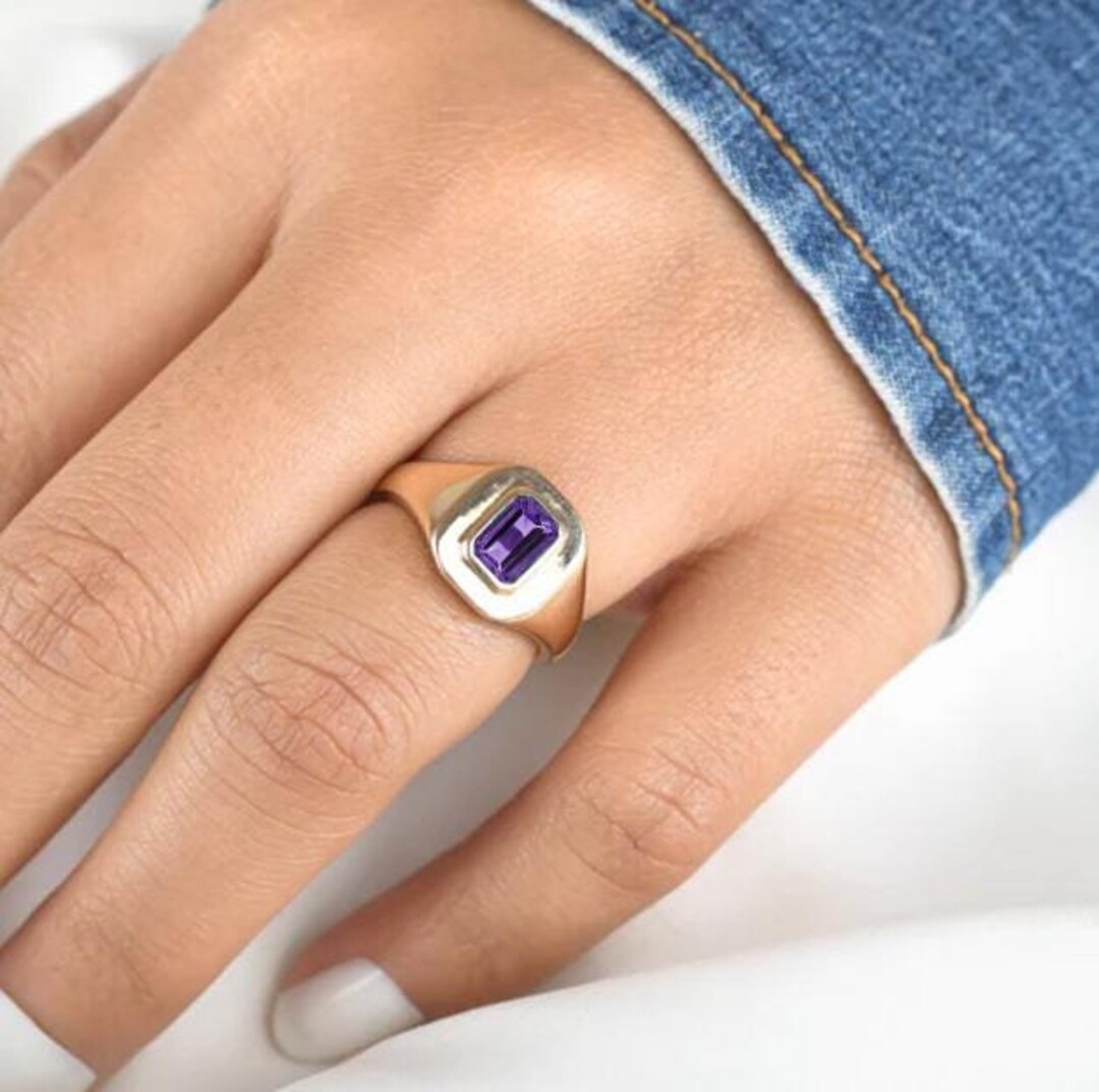 Amethyst Diamant Ehering Massiv 14k Weißgold Halber Ewigkeitsring Verlobungsring Stacking Passender Band Jahrestagsring Für Frauen