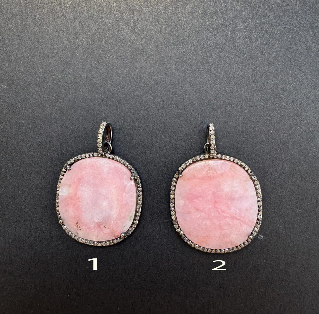 Pink Opal Pendants, Diamond Pendants, 925 Sterling Silver, Gemstone ...