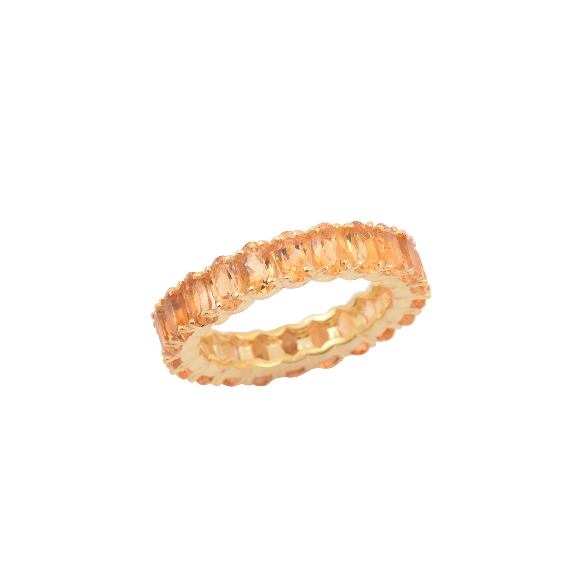 Natural Citrine Band Rings, Full Eternity Ring, Gemstone Stacking Ring ...