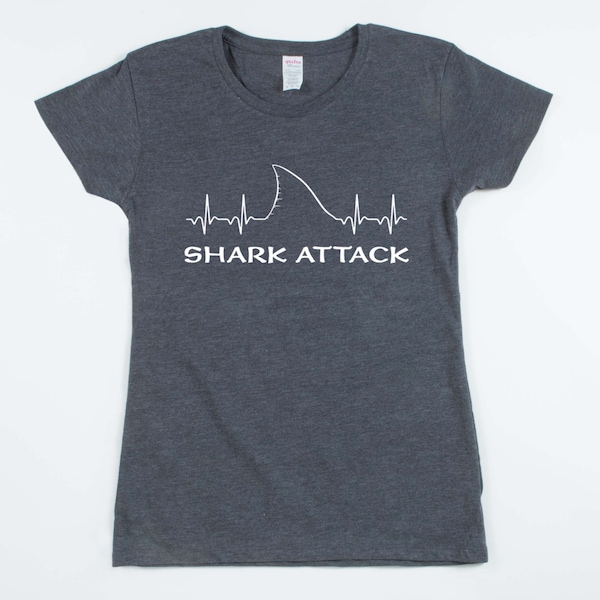 EKG Shark Fin Shark Attack Shark T-Shirt (Womens)