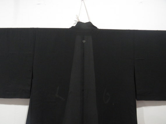 Vintage Japanese Jacket haori black color plain p… - image 2