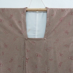 Vintage Japanese Jacket haori berry brown color flower pattern kimono robe nightwear 07JANUARY22-03