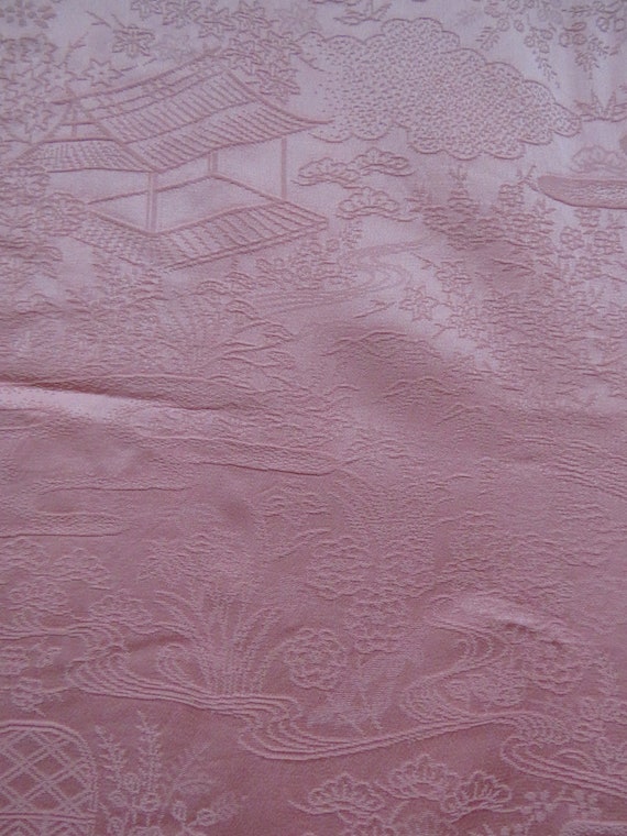 Vintage Japanese kimono pink color abstract patte… - image 5