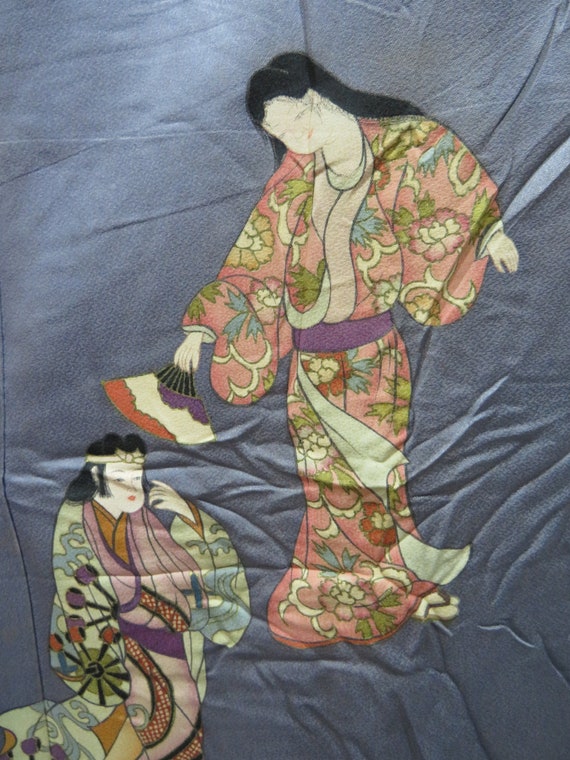 Vintage Japanese kimono grey color abstract patte… - image 5