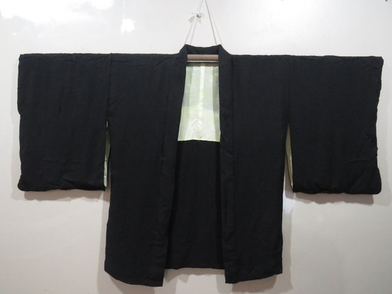 Vintage Japanese Jacket haori black color plain p… - image 3