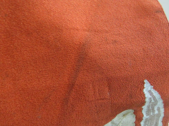 Vintage brick white and orange silk nagoya obi wi… - image 4