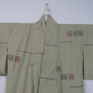 Vintage Japanese kimono yellow color square pattern kimono robe nightwear 08JUNE23-01