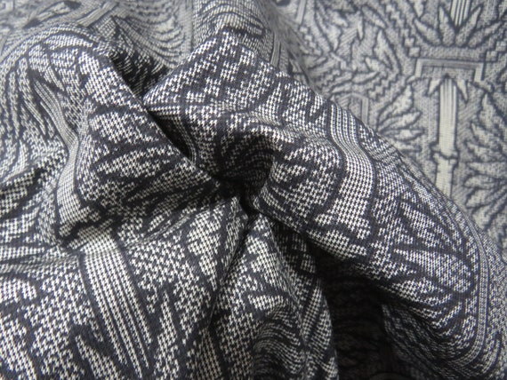 Vintage Japanese kimono black grey color abstract… - image 6