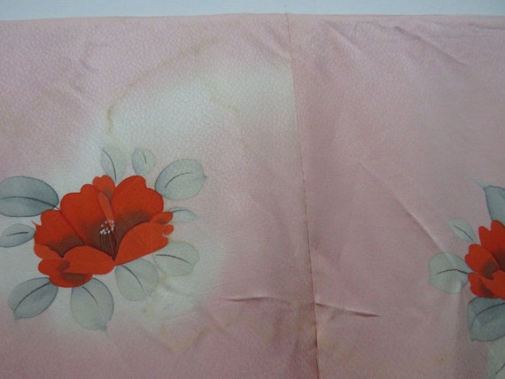 Vintage Japanese kimono soft pink color flower pa… - image 9