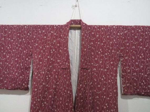 Vintage Japanese kimono white and mauve color flo… - image 1