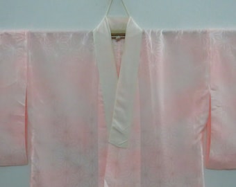 Vintage japanischer Kimono Pastell rosa Farbe Raute Muster Kimono Robe Nachtwäsche 06DECEMBER01-06