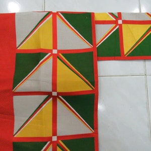 Vintage brick red silk nagoya obi with abstract FOB090301-13