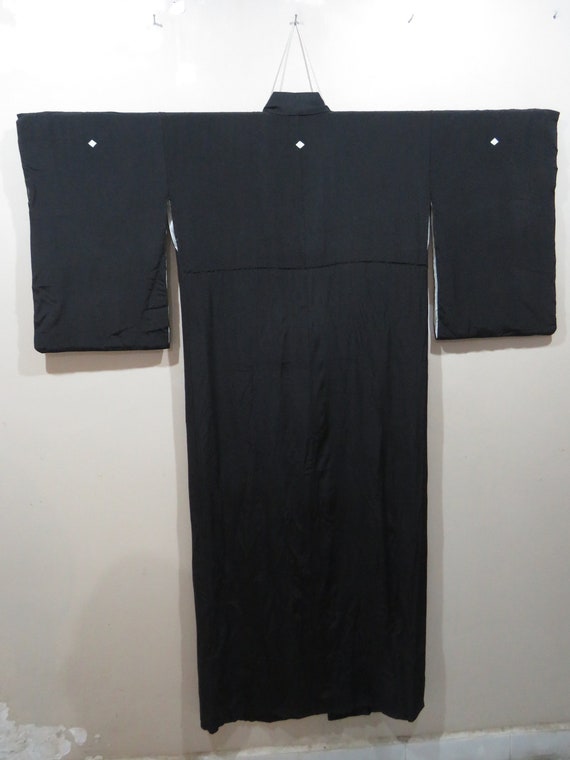 Vintage Japanese kimono black color plain pattern… - image 4