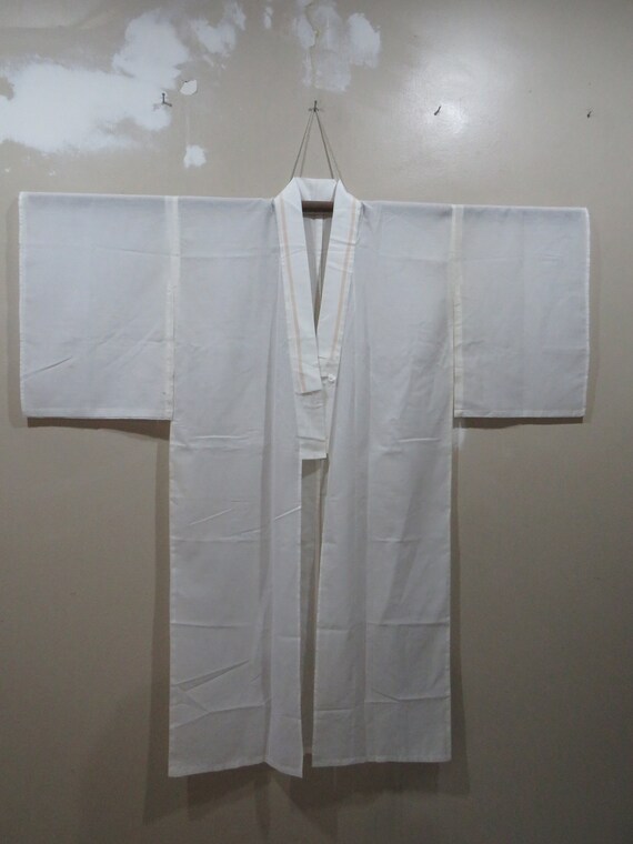 Vintage Japanese kimono white color plain pattern… - image 3