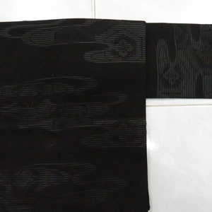 Vintage brick black silk nagoya obi with abstract FOB220301-02