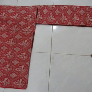 Vintage brick red silk nagoya obi with abstract FOB080422-08