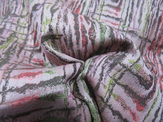Vintage Japanese kimono rosewood color abstract p… - image 6