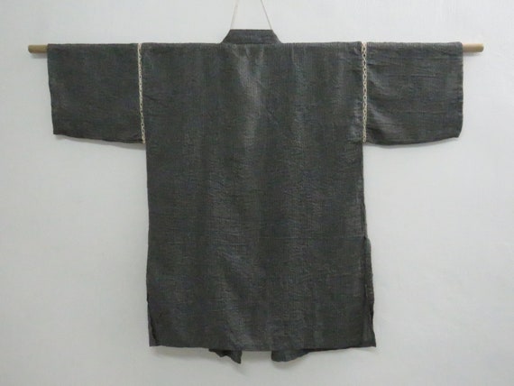 Vintage Japanese Jacket haori grey black color pl… - image 4