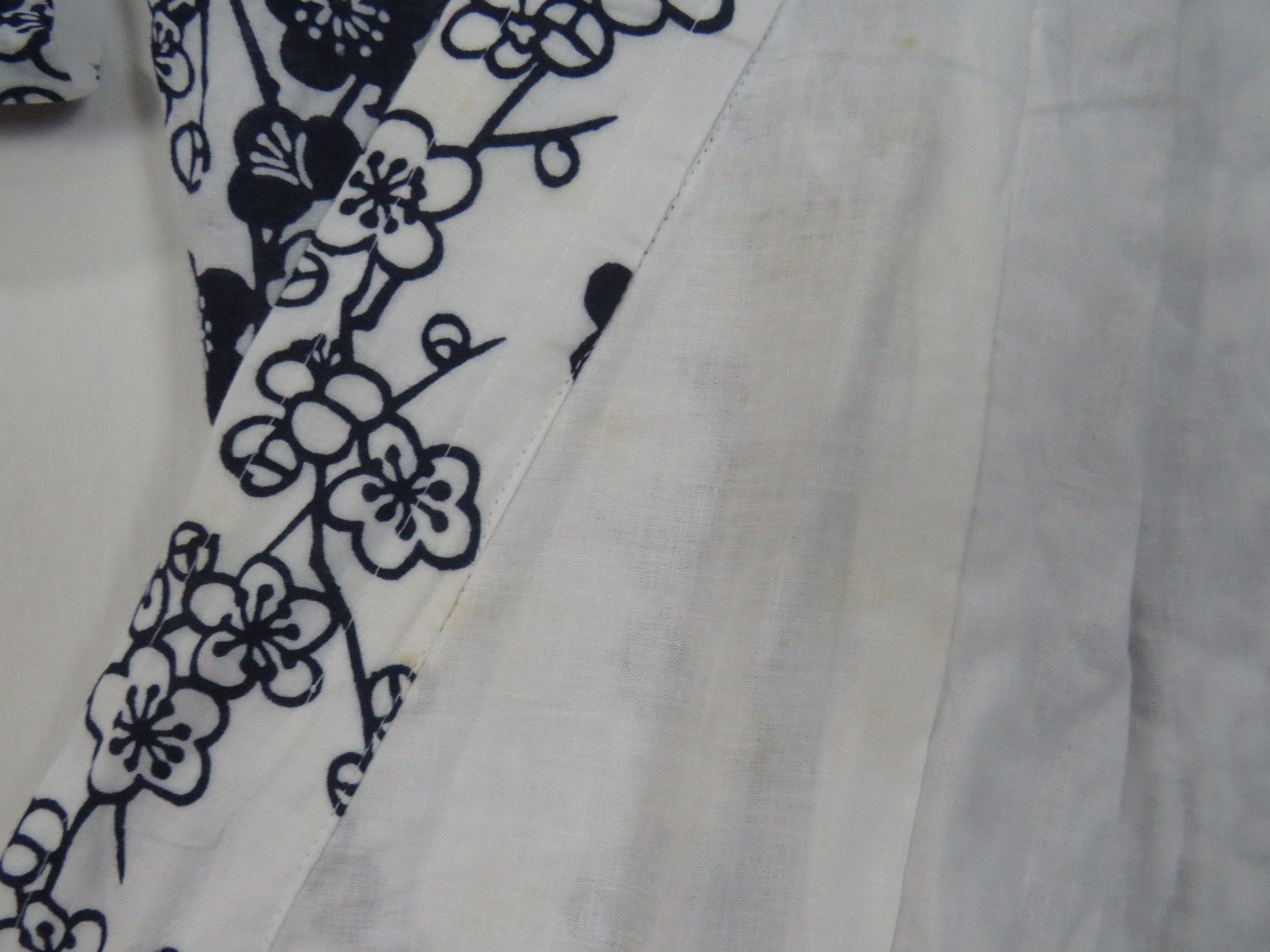 Vintage Japanese Cotton Yukata White and Dark Blue Color