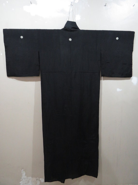 Vintage Japanese kimono black color plain pattern… - image 4