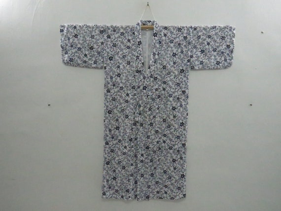 Vintage Japanese cotton yukata white black color … - image 3