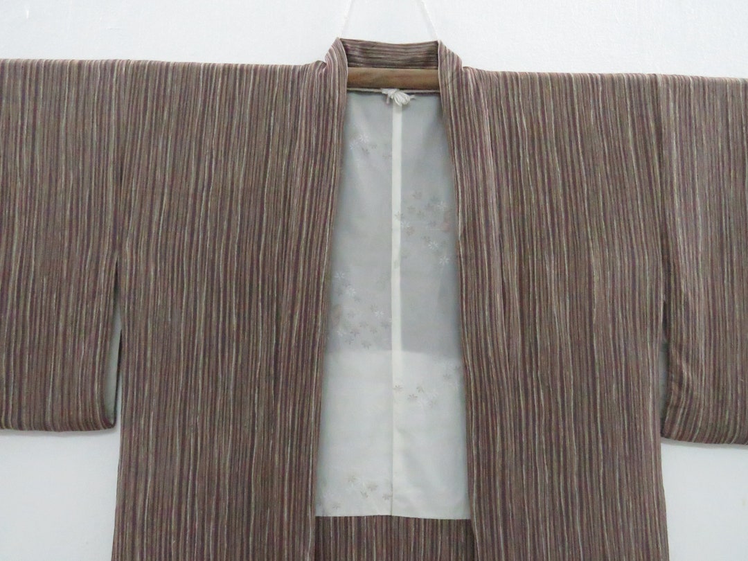 Vintage Japanese Jacket Haori Tortilla Brown Color Abstract Pattern