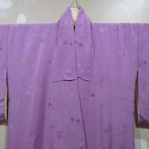 Vintage Japanese kimono soft purple color flower pattern kimono robe nightwear 26AUGUST22-07